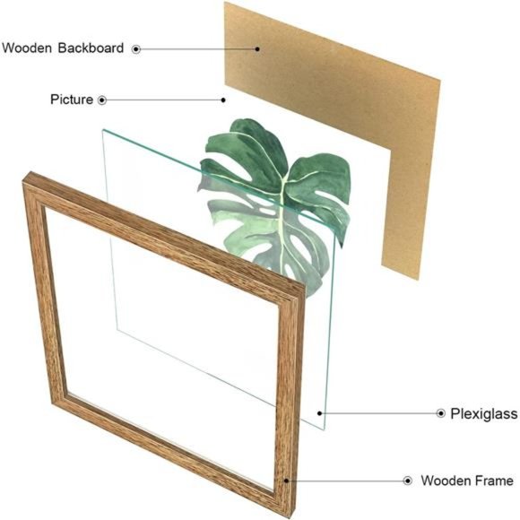 10x10 Inch 4 Panels Botanical Framed Walnut Wood Picture Frame Collage Set - Picture 3 of 6